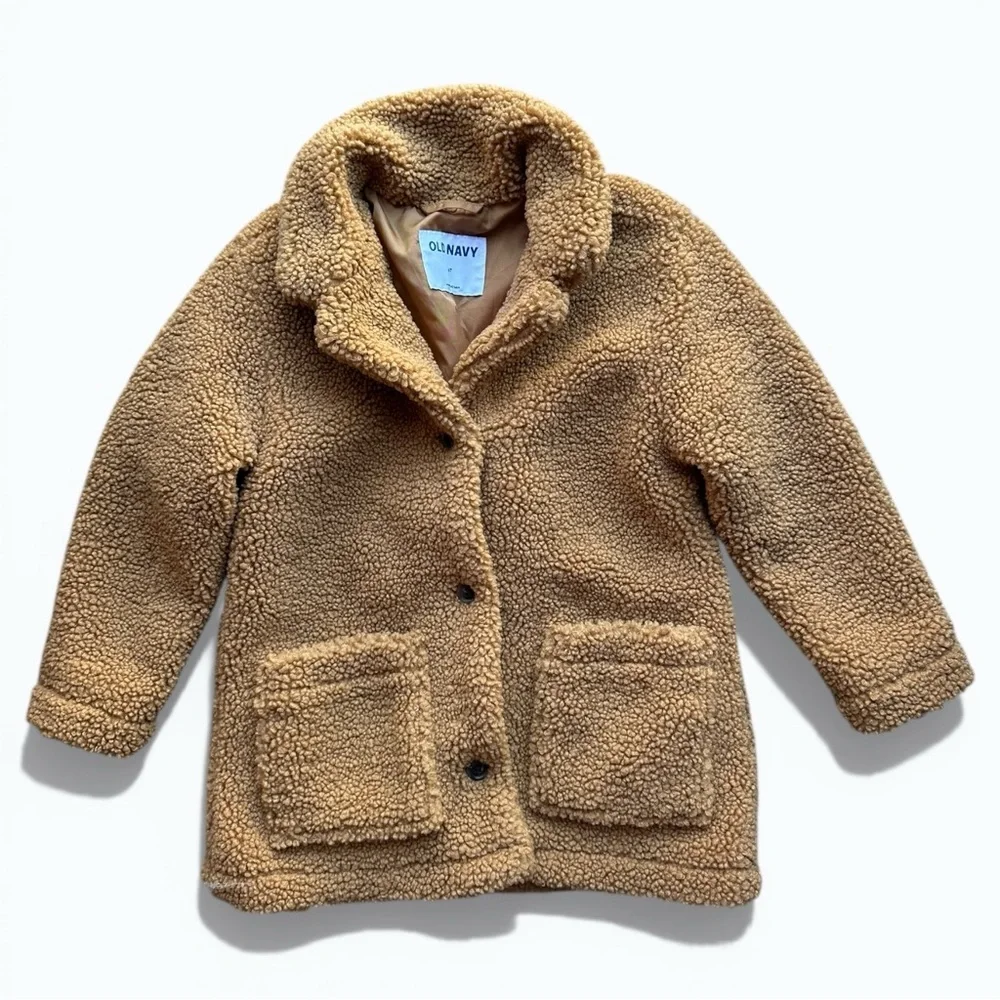 Old Navy Kids Sherpa Button-Front Coat 4T Cozy Fall Winter Jacket